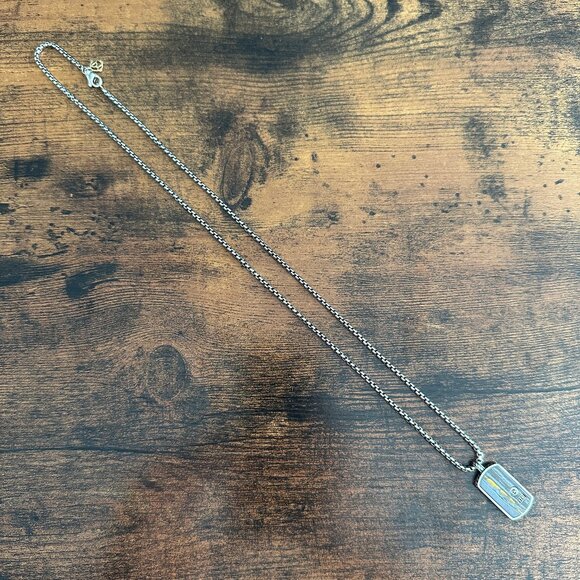 David Yurman Tiger Iron Dog Tag & DY Small Box Chain Necklace - 24" - Picture 5 of 15